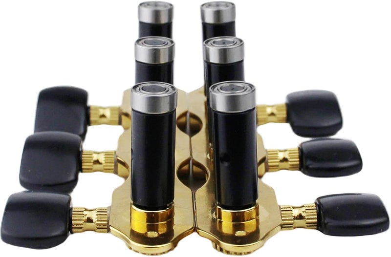 guyker Classical Guitar Tuners, 1:18 Ratio Open Frame Style Acoustic Guitar Tuning Keys Steel String Pegs Machine Heads 2 Planks (3+3) (Gold, Black Button) - Image 3